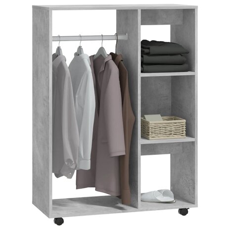 Kledingkast 80x40x110 cm bewerkt hout betongrijs 4