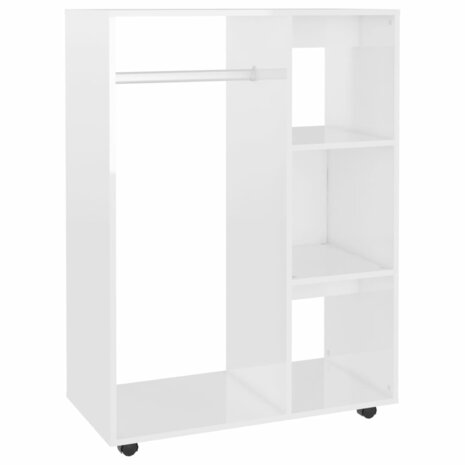 Kledingkast 80x40x110 cm bewerkt hout hoogglans wit 2