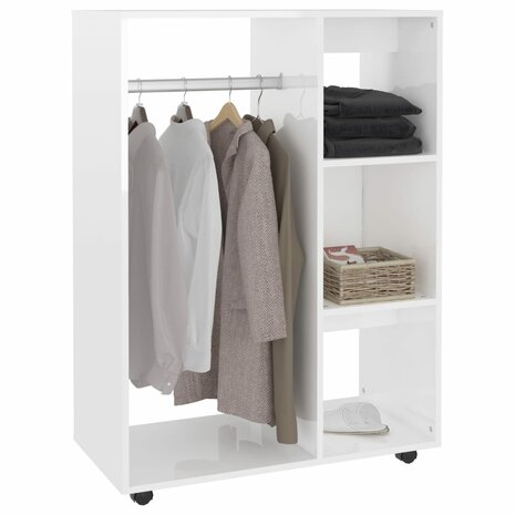 Kledingkast 80x40x110 cm bewerkt hout hoogglans wit 4