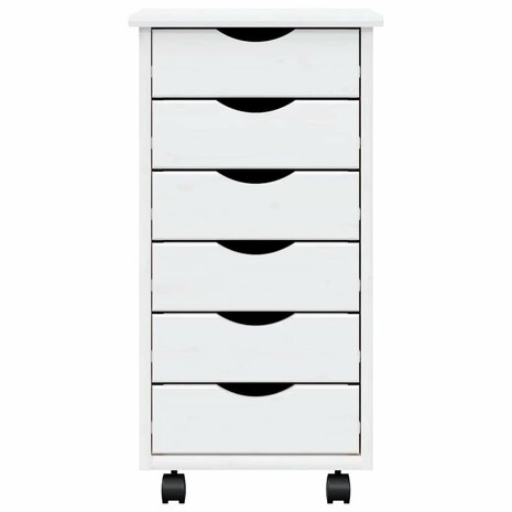 Ladekast MOSS verrijdbaar massief grenenhout wit 5