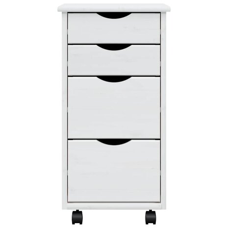 Ladekast MOSS verrijdbaar massief grenenhout wit 5