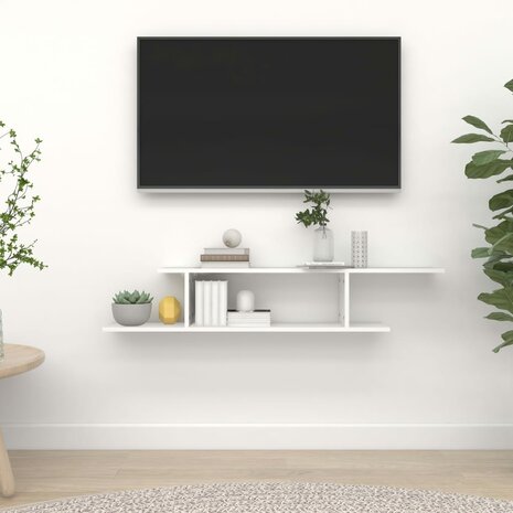 Tv-wandschap 125x18x23 cm bewerkt hout wit 1