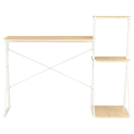 Bureau met schap 116x50x93 cm wit en eikenkleurig 2