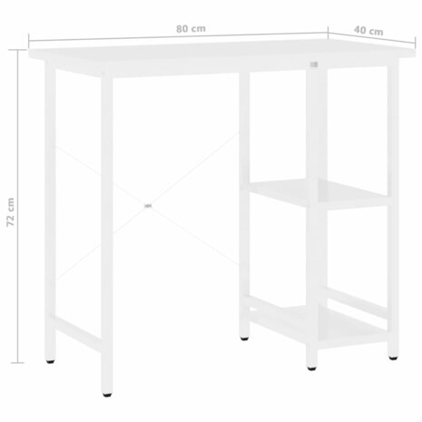 Computerbureau 80x40x72 cm MDF en metaal wit 7