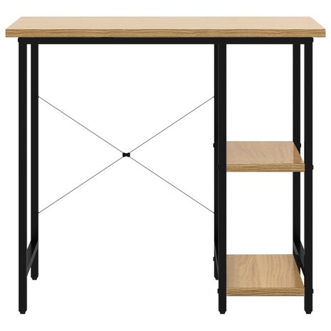 Computerbureau 80x40x72 cm MDF metaal zwart lichteikenkleurig 3