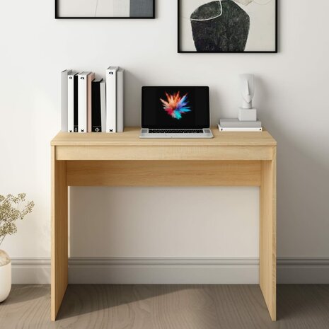 Bureau 90x40x72 cm bewerkt hout sonoma eikenkleurig 3
