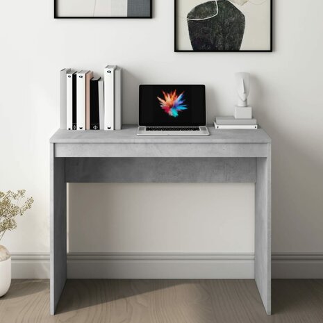 Bureau 90x40x72 cm bewerkt hout betongrijs 3