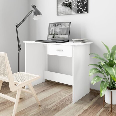Bureau 100x50x76 cm bewerkt hout wit 1