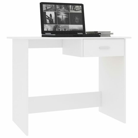 Bureau 100x50x76 cm bewerkt hout wit 3