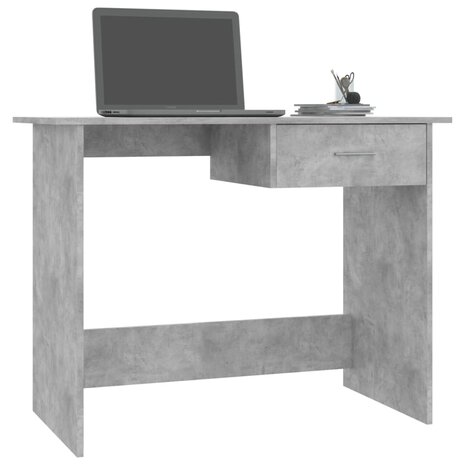 Bureau 100x50x76 cm bewerkt hout betongrijs 3