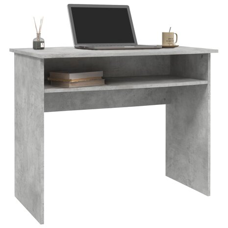 Bureau 90x50x74 cm bewerkt hout betongrijs 3