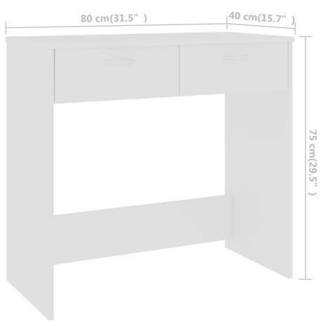 Bureau 80x40x75 cm bewerkt hout wit 6