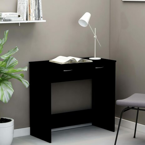 Bureau 80x40x75 cm bewerkt hout zwart 1