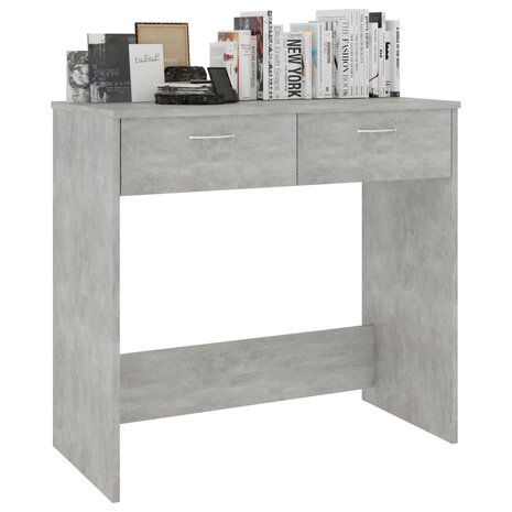Bureau 80x40x75 cm bewerkt hout betongrijs 5