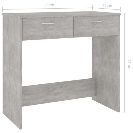 Bureau 80x40x75 cm bewerkt hout betongrijs 6