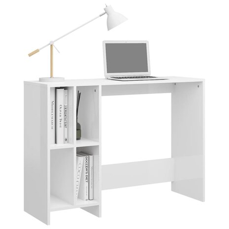 Bureau 102,5x35x75 cm bewerkt hout hoogglans wit 5