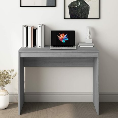 Bureau 90x40x72 cm bewerkt hout grijs sonoma eikenkleurig 3