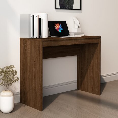 Bureau 90x40x72 cm bewerkt hout bruin eikenkleur 1