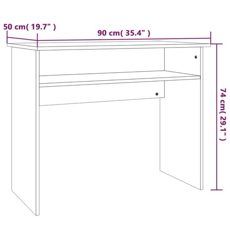 Bureau 90x50x74 cm bewerkt hout gerookt eikenkleurig 7