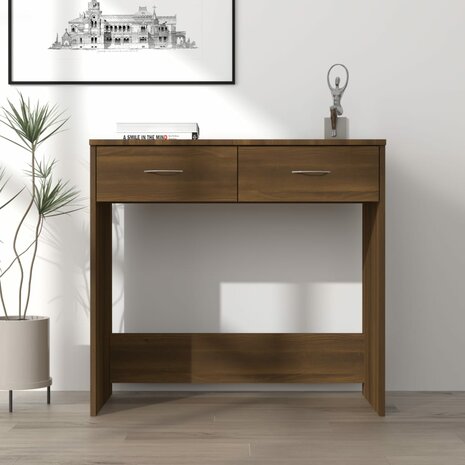 Bureau 80x40x75 cm bewerkt hout bruin eikenkleur 1
