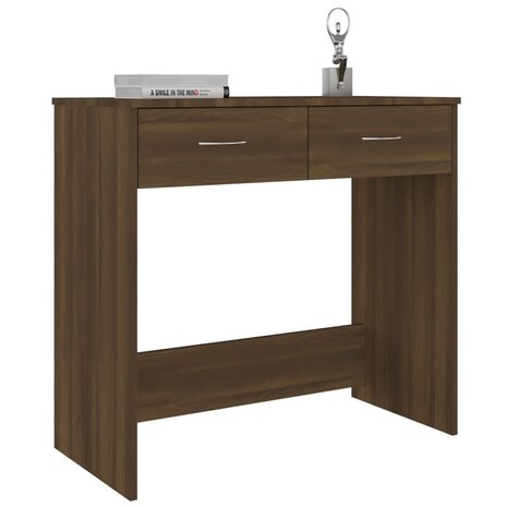 Bureau 80x40x75 cm bewerkt hout bruin eikenkleur 3