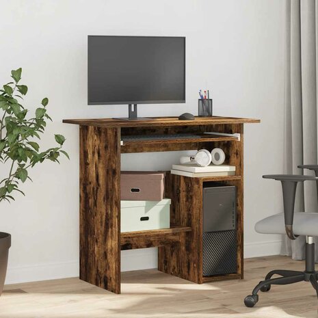 Bureau 80x45x74 cm bewerkt hout gerookt eikenkleurig 3