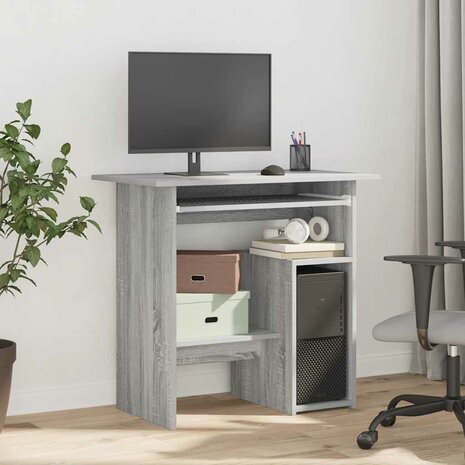 Bureau 80x45x74 cm bewerkt hout grijs sonoma eikenkleurig 3