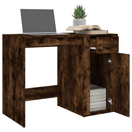 Bureau 100x49x75 cm bewerkt hout gerookt eikenkleurig 5