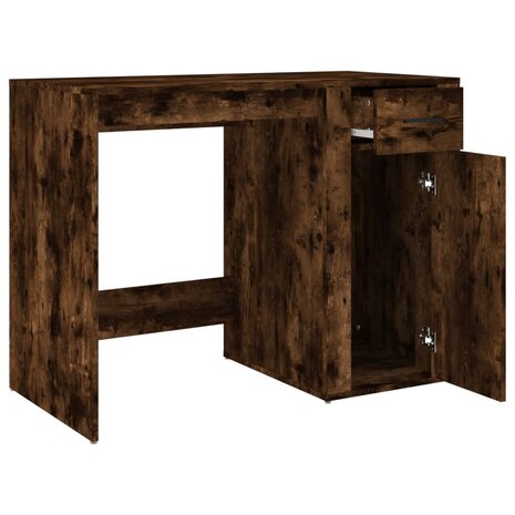 Bureau 100x49x75 cm bewerkt hout gerookt eikenkleurig 7