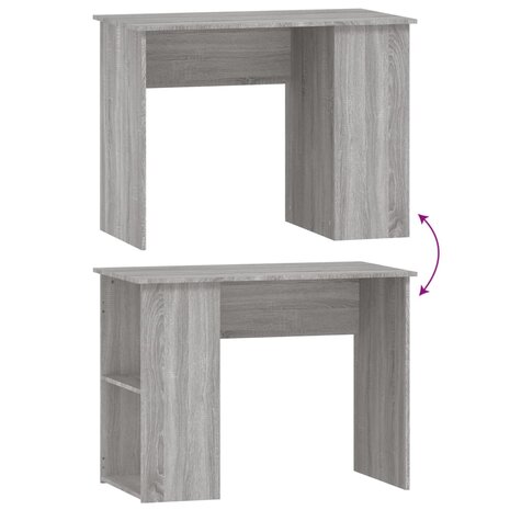 Bureau 100x55x75 cm bewerkt hout grijs sonoma eikenkleurig 6