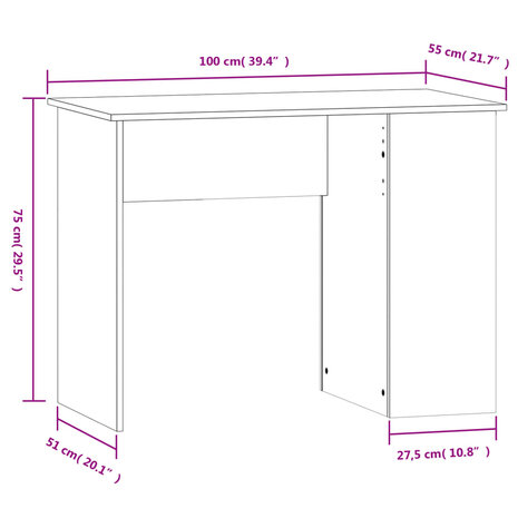 Bureau 100x55x75 cm bewerkt hout grijs sonoma eikenkleurig 8
