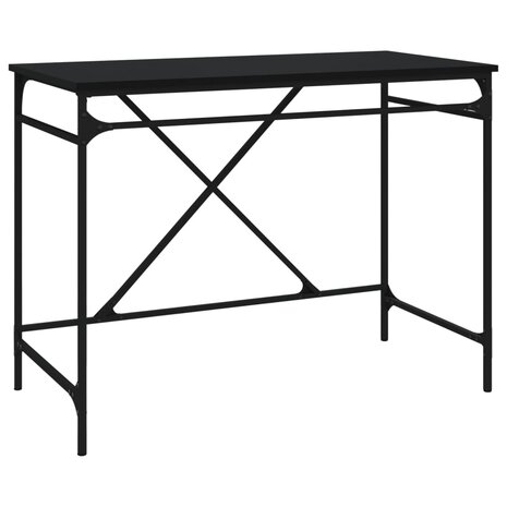 Bureau 100x50x75 cm bewerkt hout en ijzer zwart 2