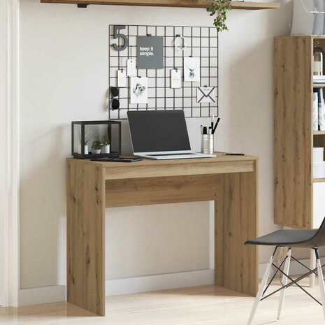 Bureau 90x40x72 cm bewerkt hout artisanaal eikenkleur 2