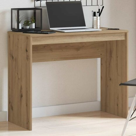 Bureau 90x40x72 cm bewerkt hout artisanaal eikenkleur 3