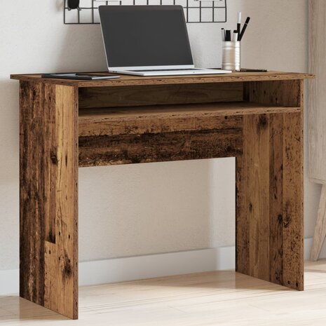 Bureau 90x50x74 cm bewerkt hout oud houtkleurig 1