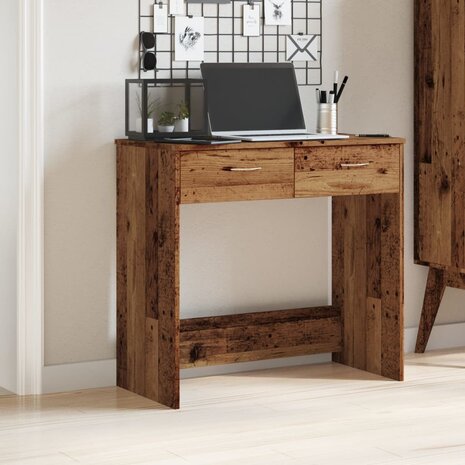 Bureau 80x40x75 cm bewerkt hout oud houtkleurig 1