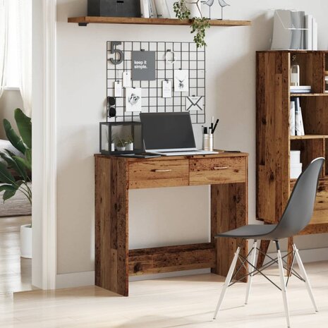 Bureau 80x40x75 cm bewerkt hout oud houtkleurig 3