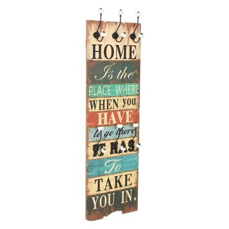 Wandkapstok met 6 haken HOME IS 120x40 cm  1