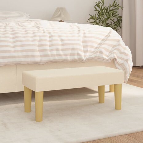 Bankje 70x30x30 cm stof crèmekleurig 1