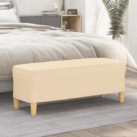 Bankje 100x35x41 cm stof crèmekleurig 1