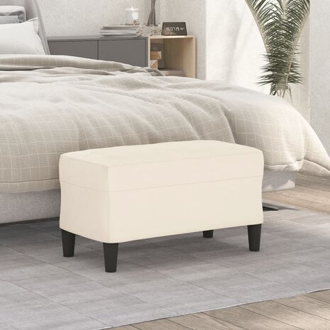 Bankje 70x35x41 cm fluweel crèmekleurig 1