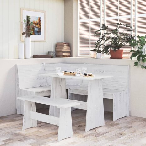 Hoekbank REINE 151 cm massief grenenhout wit 1