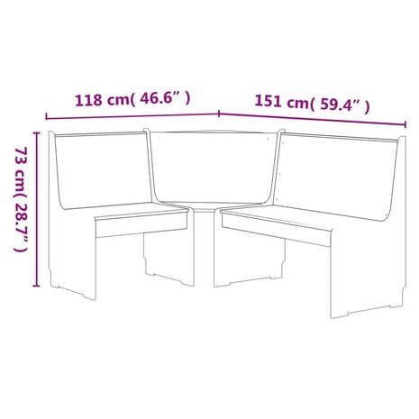 Hoekbank REINE 151 cm massief grenenhout honingbruin en grijs 5