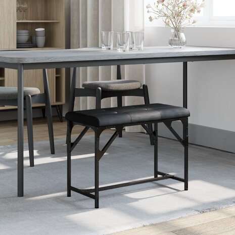Eetkamerbank 62x32x45 cm staal en kunstleer zwart 3