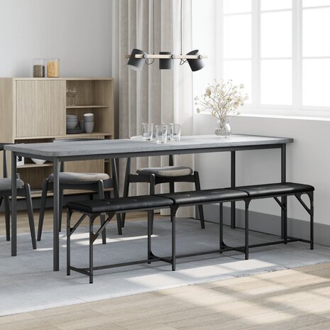 Eetkamerbank 186x32x45 cm staal en kunstleer zwart 3