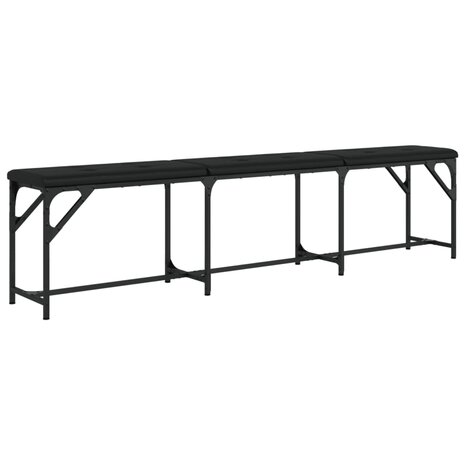 Eetkamerbank 186x32x45 cm staal en kunstleer zwart 6