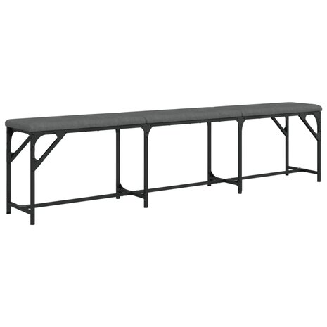 Eetkamerbank 186x32x45 cm staal en stof donkergrijs 2