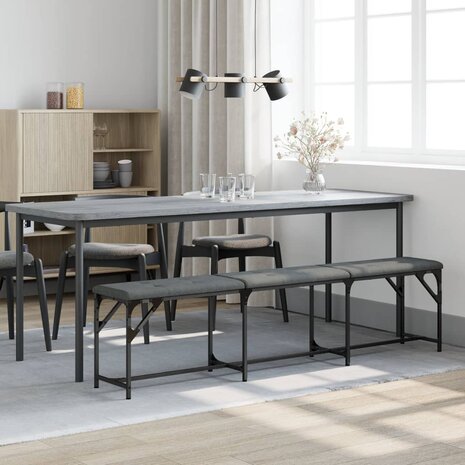 Eetkamerbank 186x32x45 cm staal en stof donkergrijs 3