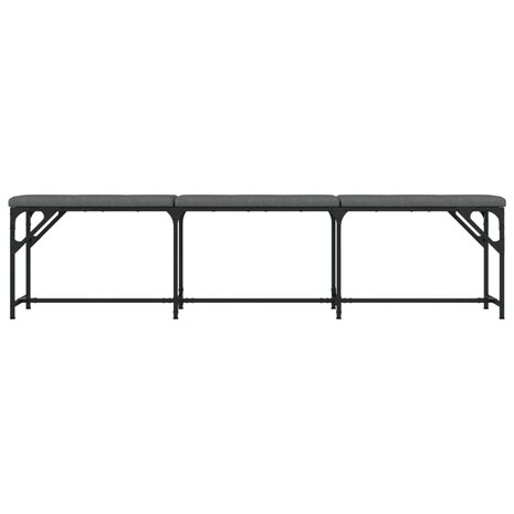 Eetkamerbank 186x32x45 cm staal en stof donkergrijs 4