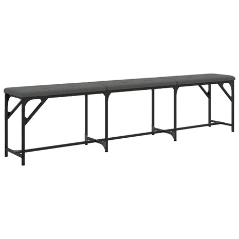 Eetkamerbank 186x32x45 cm staal en stof donkergrijs 6